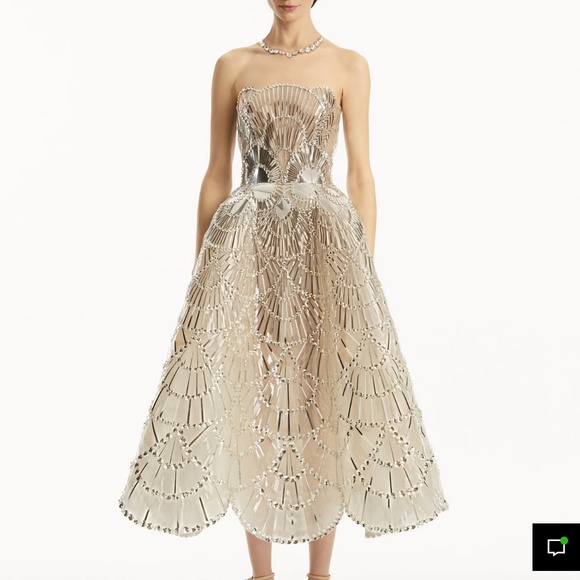 Oscar de La Renta Sequin & Crystal Scallop Embroidered Gown - Picture 2 of 11